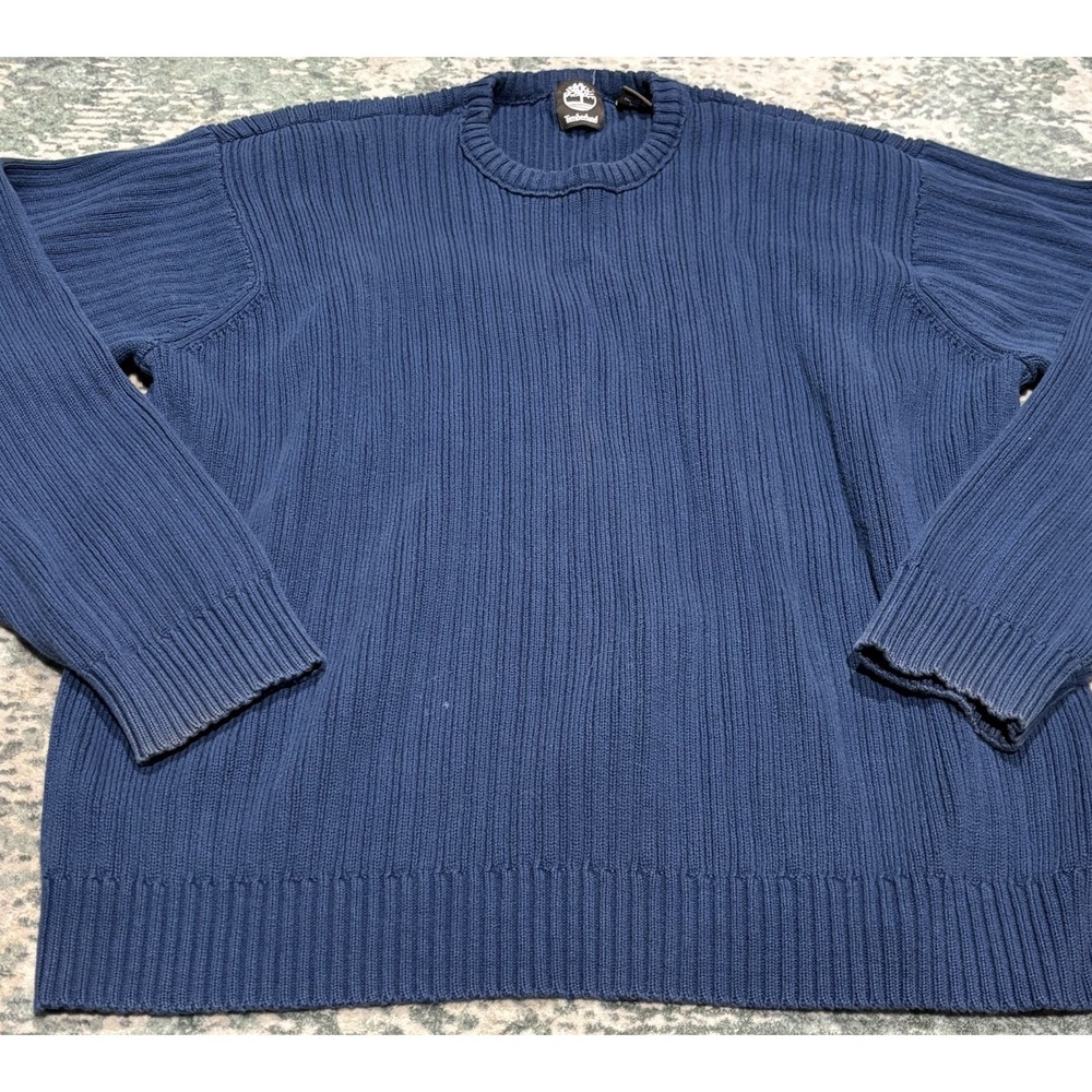 vintage Timberland ribbed-knit crewneck sweater 2XL Blue